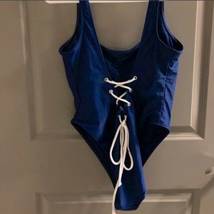 Navy Lace Up//High Cut Sport SwimSuit